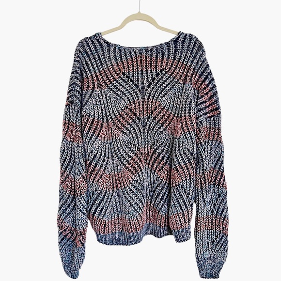 Knox Rose Blue Multicolor Crochet Pullover - Picture 8 of 8